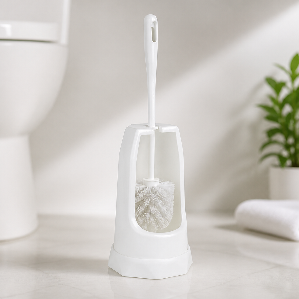 Commercial Toilet Brush with Holder - Round Nylon Bristles