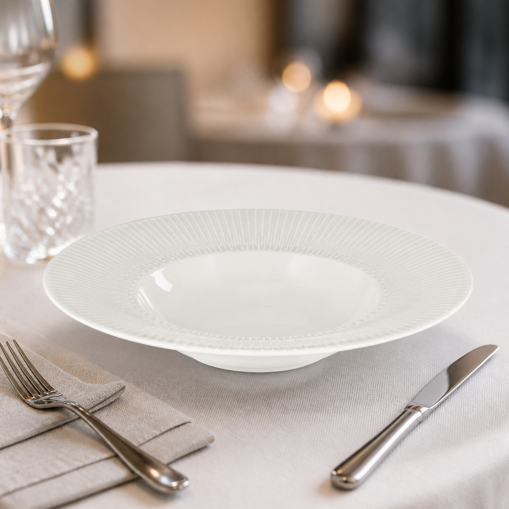 Pack of 6 Commercial Rimmed Bowls 240mm, Dishwasher Safe