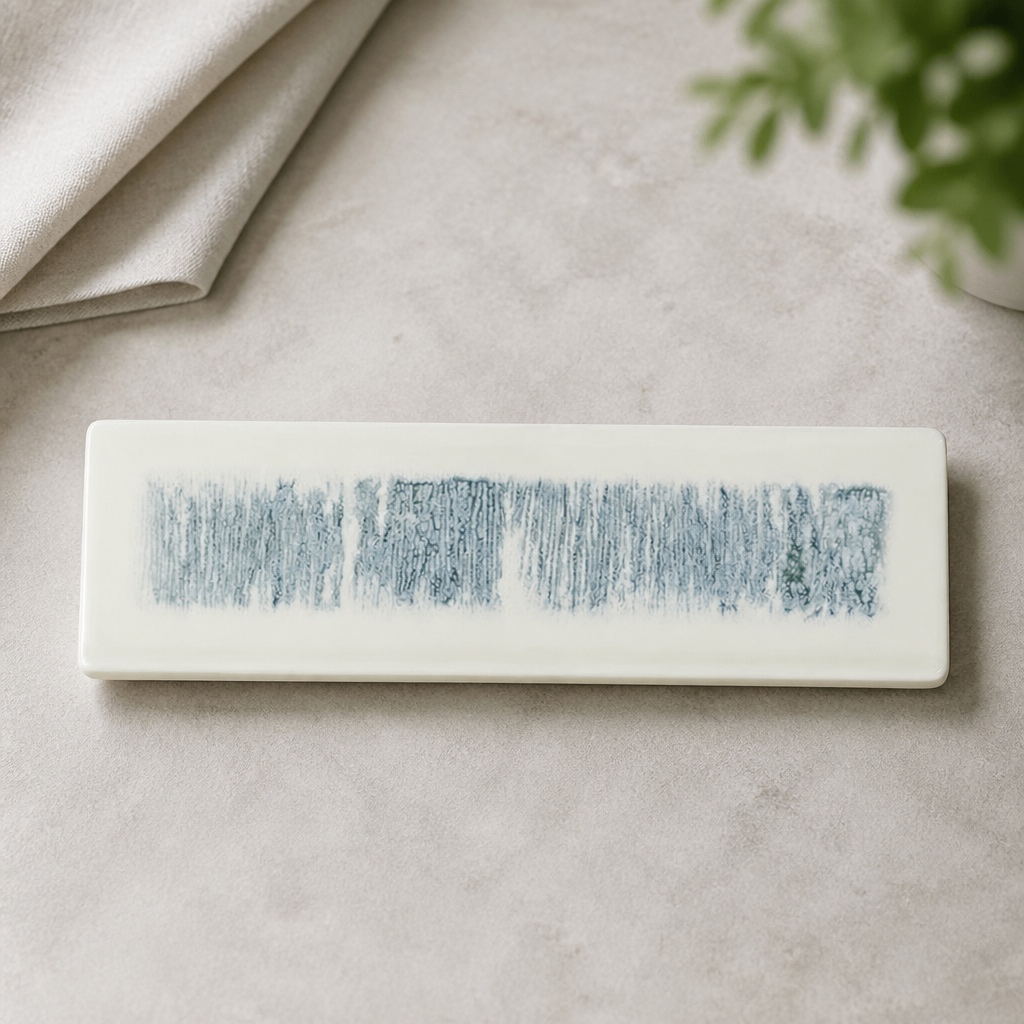 Blue super vitrified ceramic tasting trays 295x88mm 6 pack
