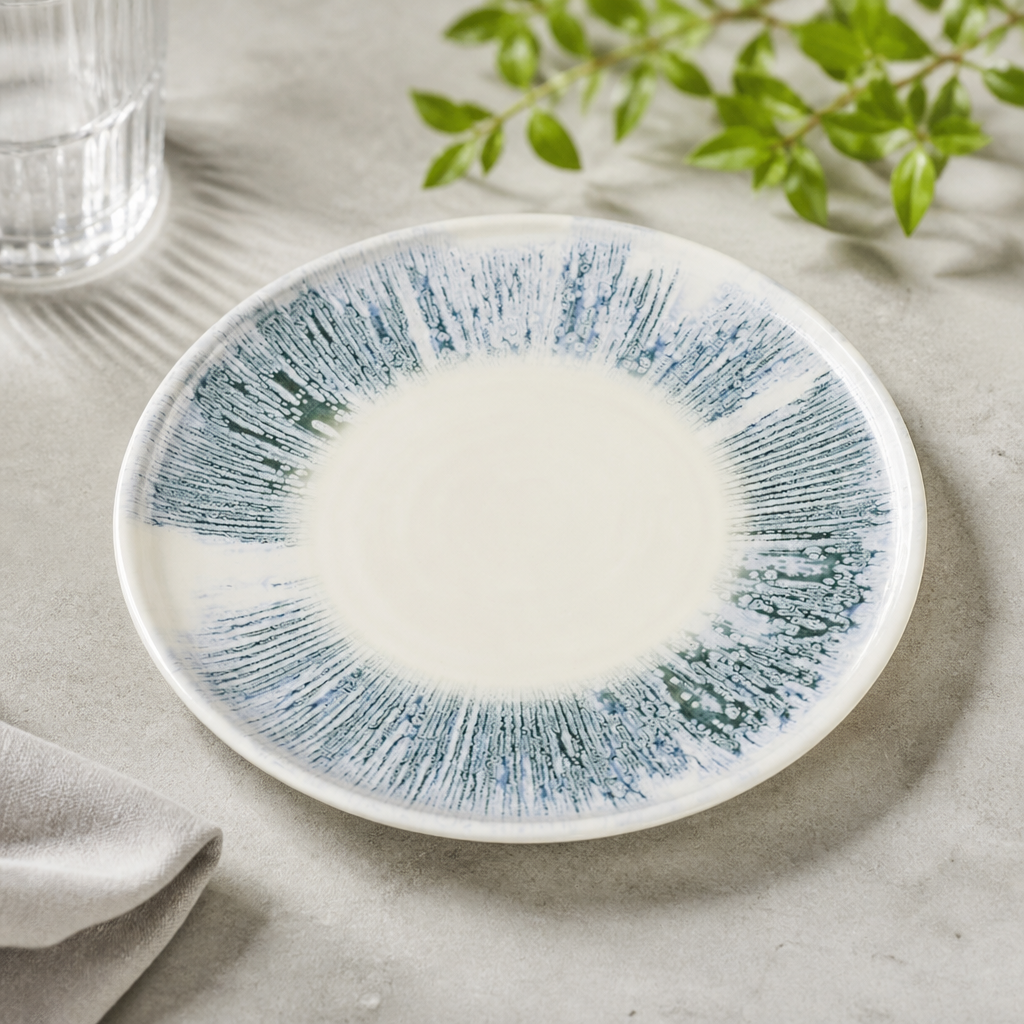 Lyra blue walled plates 260mm super vitrified ceramic 6 pack