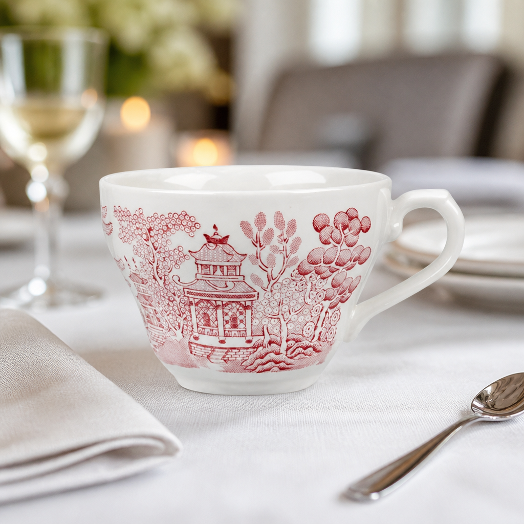 200ml Vintage Prints Georgian Teacups in Cranberry