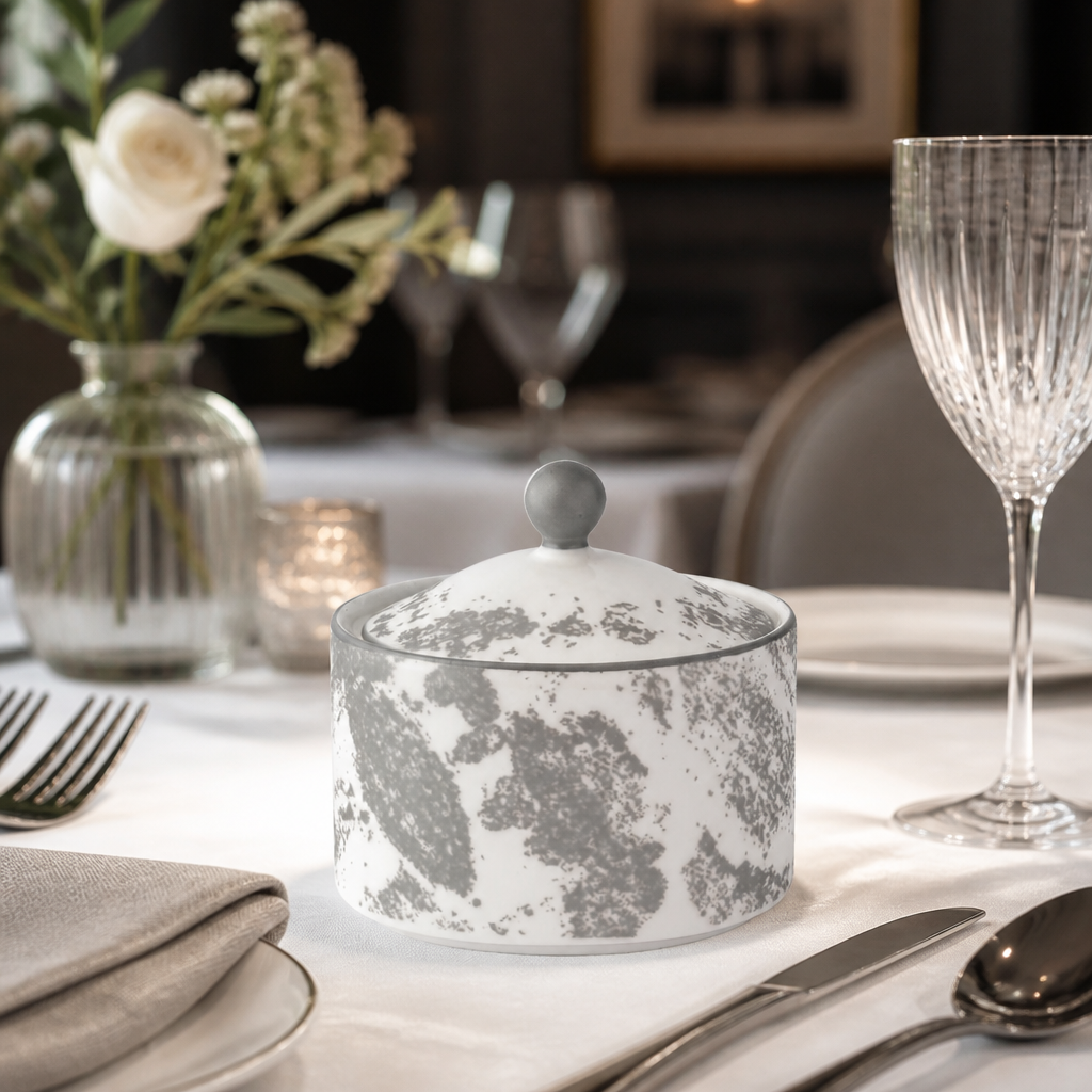 Commercial Crushed Velvet Sugar Bowl Set for Catering Events