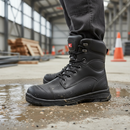 Premium Heavy Duty Hi-Leg Zip Safety Boot S3 HRO SRC - Sizes 6-13, Water Resistant Leather Upper