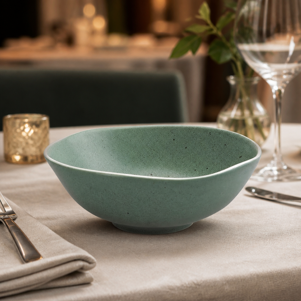 Set of 6 green 210mm commercial deep ramen bowls