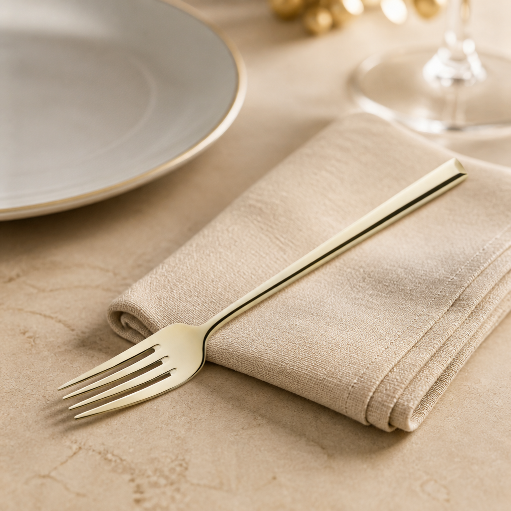 Champagne Dessert Forks Set of 12 in modern stainless steel design
