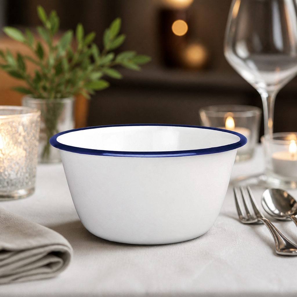 Commercial Enamel Pudding Bowls 155mm 880ml 6 Pack