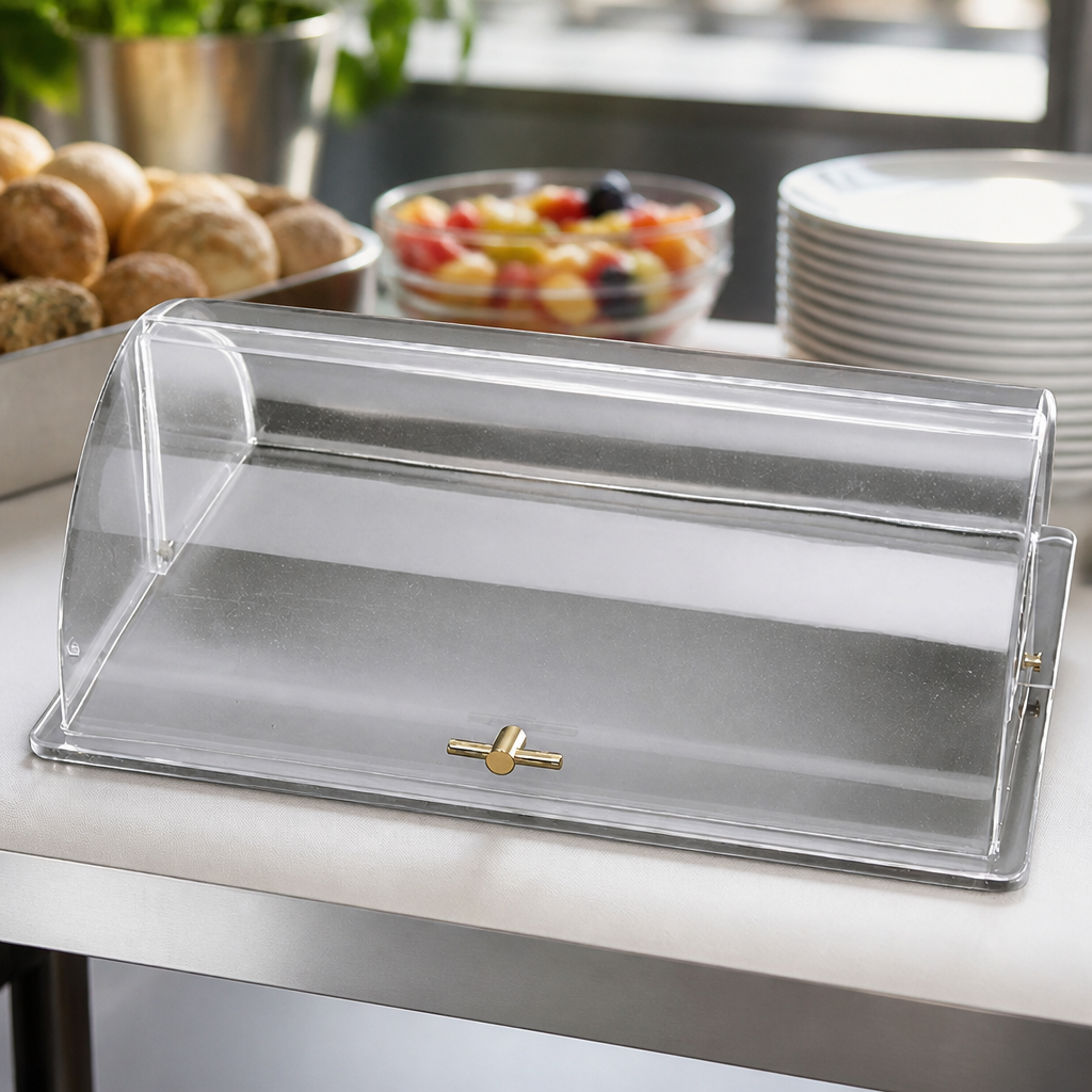 1/1 GN Clear Plastic Roll Top Cover for Food Display