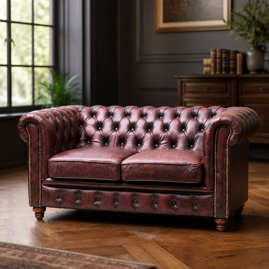 Commercial Two-Seater Sofa Antique Red 167cm