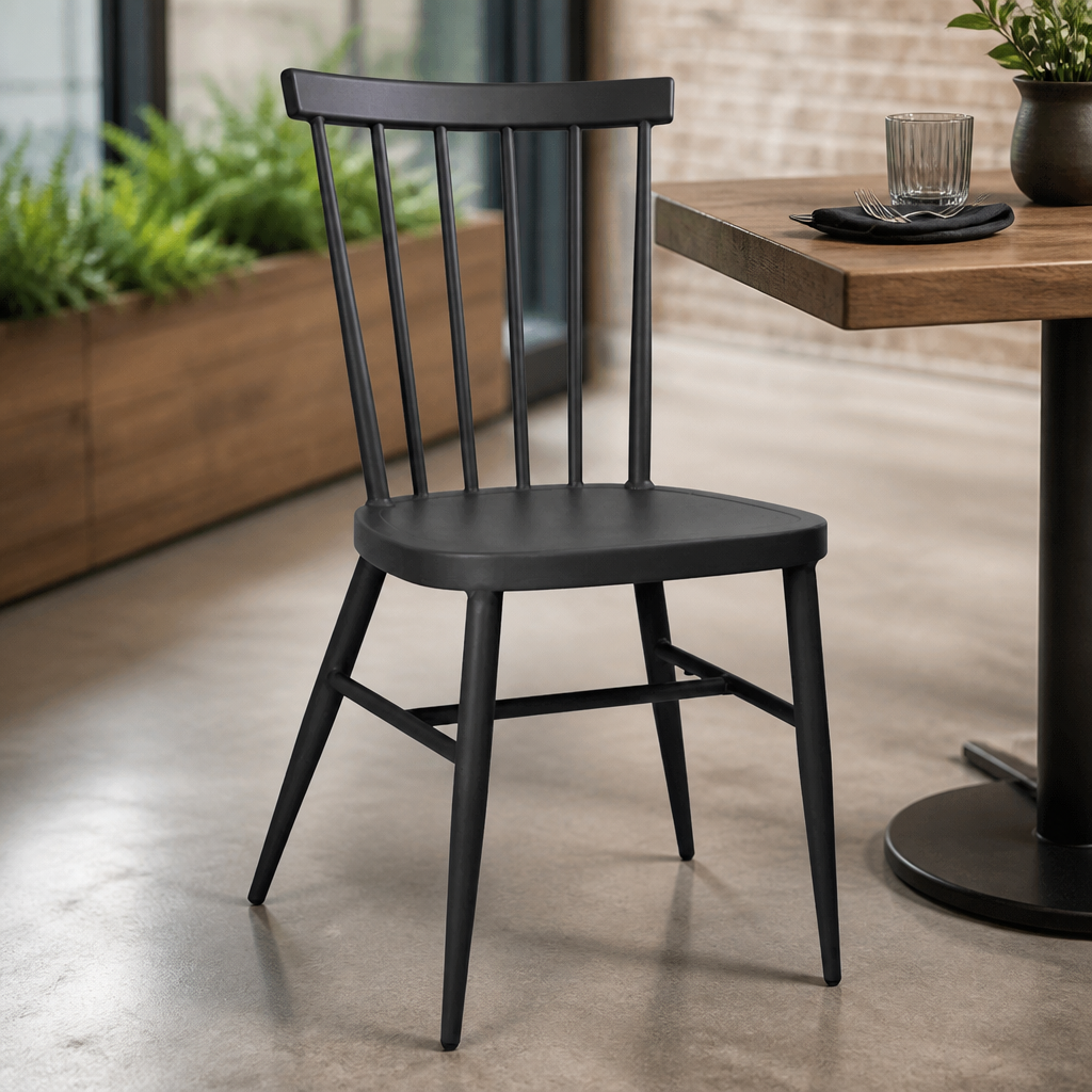 Commercial Aluminium Black Chairs for Outdoor Seating - 4 Pack