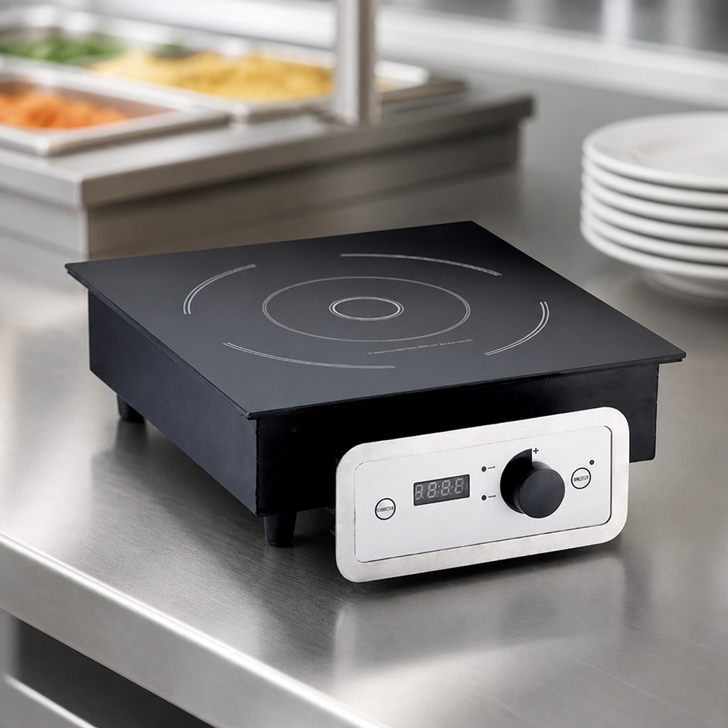 343mm induction range cooker with UK plug for buffet display