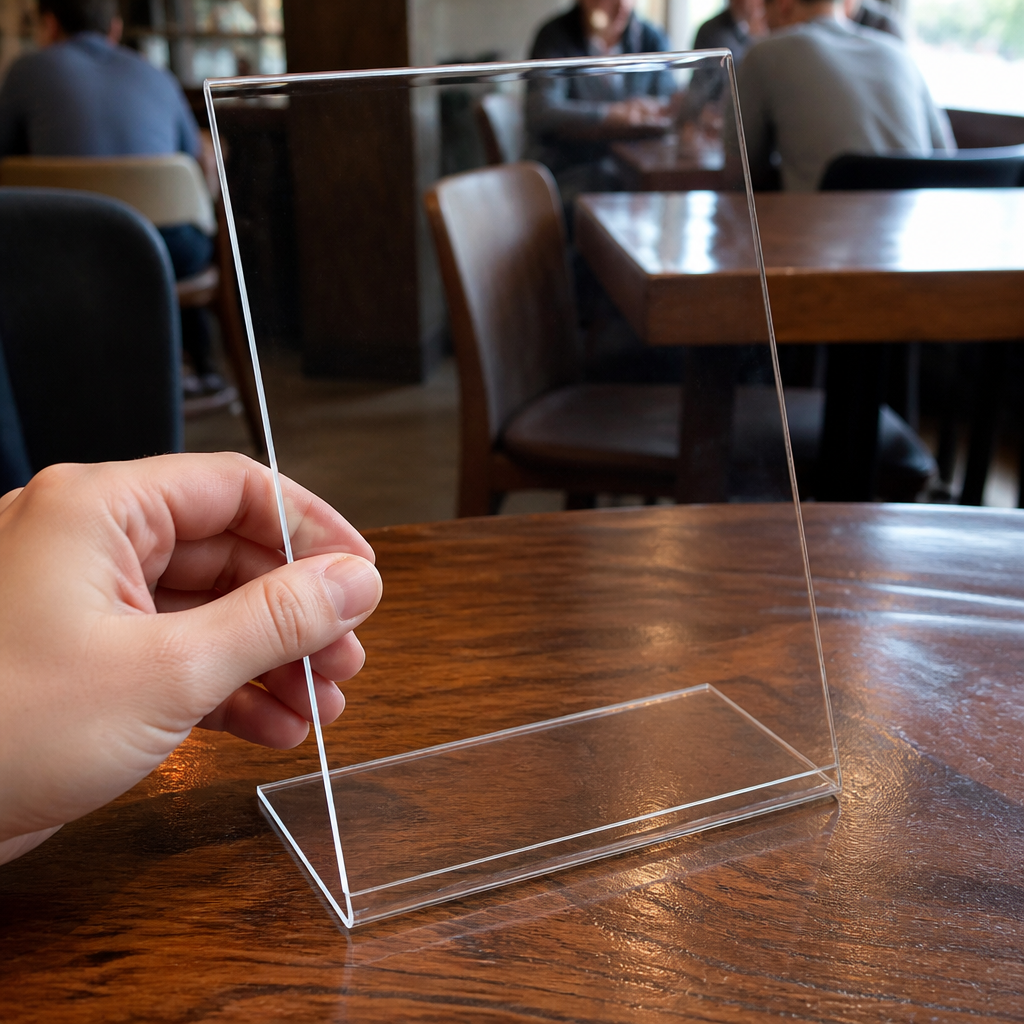 Angled Perspex Menu Holder for restaurants and cafes