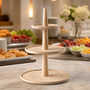 Three-Tier Wooden Tray 300mm Ø for Commercial Buffet Display