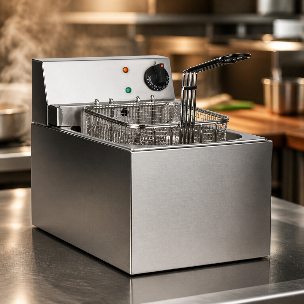 4Ltr Commercial Countertop Electric Fryer in stainless steel