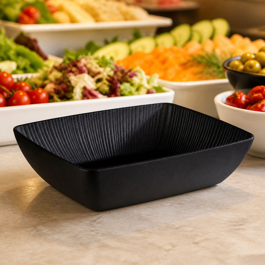 Commercial Melamine Bowl GN 1/2 Black 3.5Ltr 325x265mm