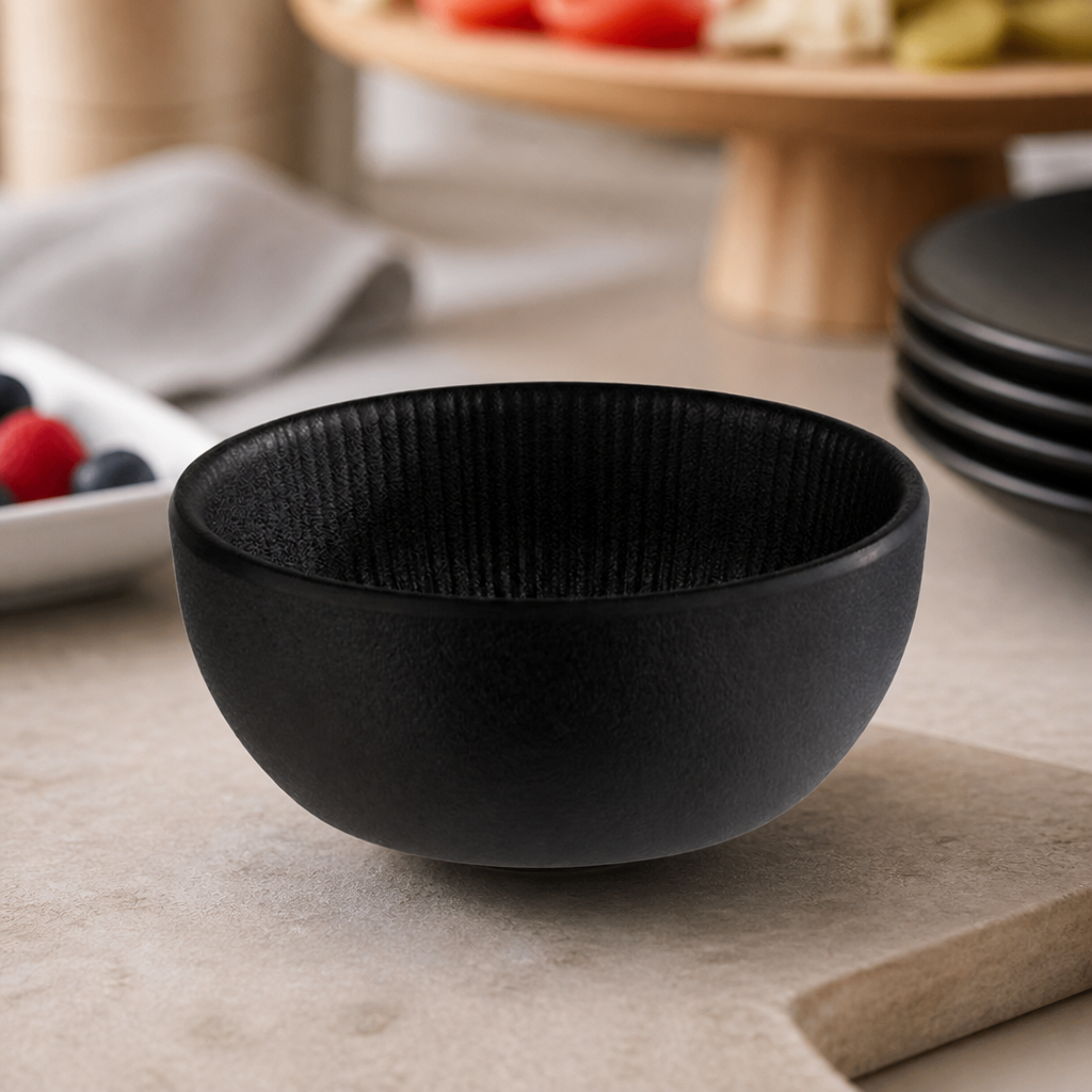 Commercial Melamine Bowl 85mm 100ml Black Dishwasher Safe