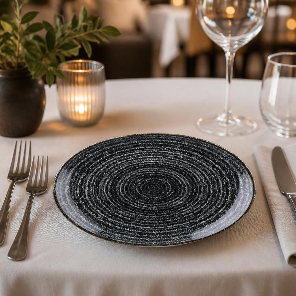 Commercial Coupe Plates 165mm in Charcoal Black - 12 Pack