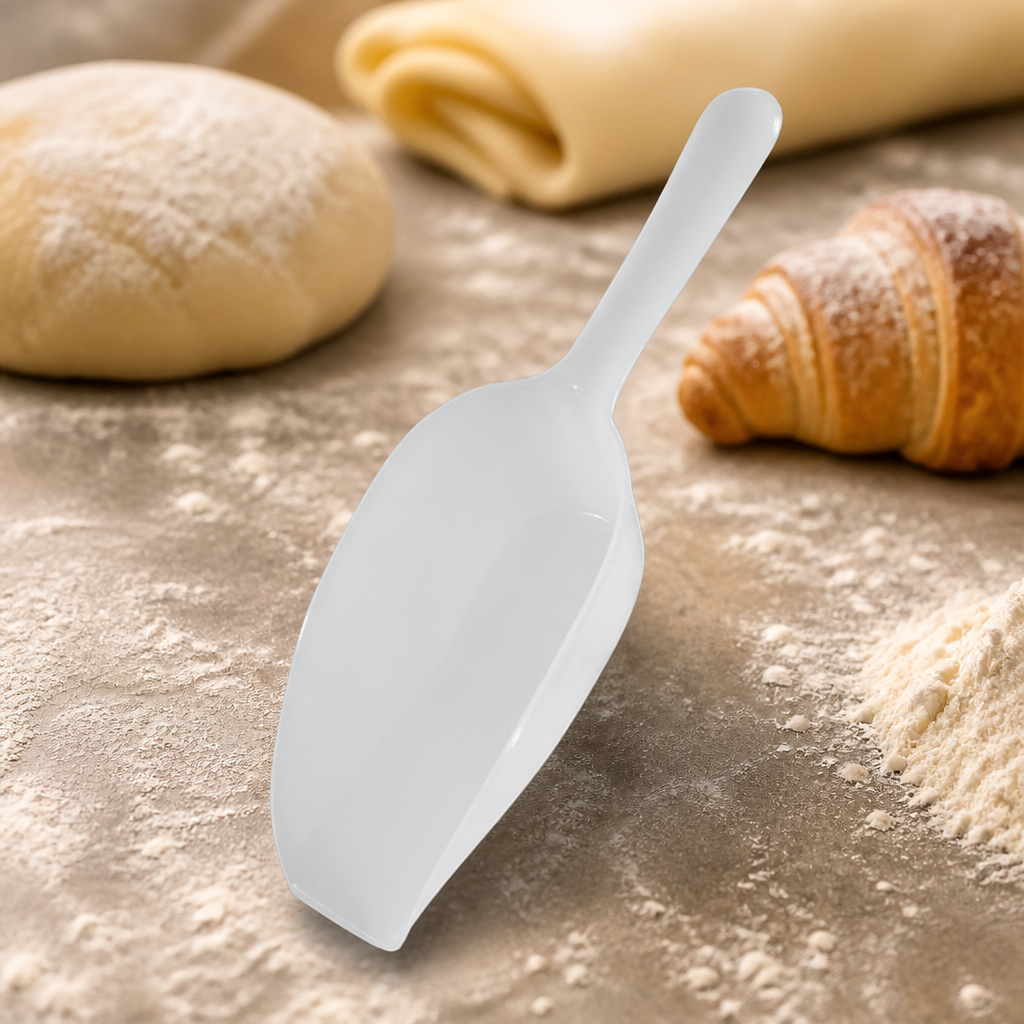 Commercial 470ml flour scoop for accurate ingredient portioning
