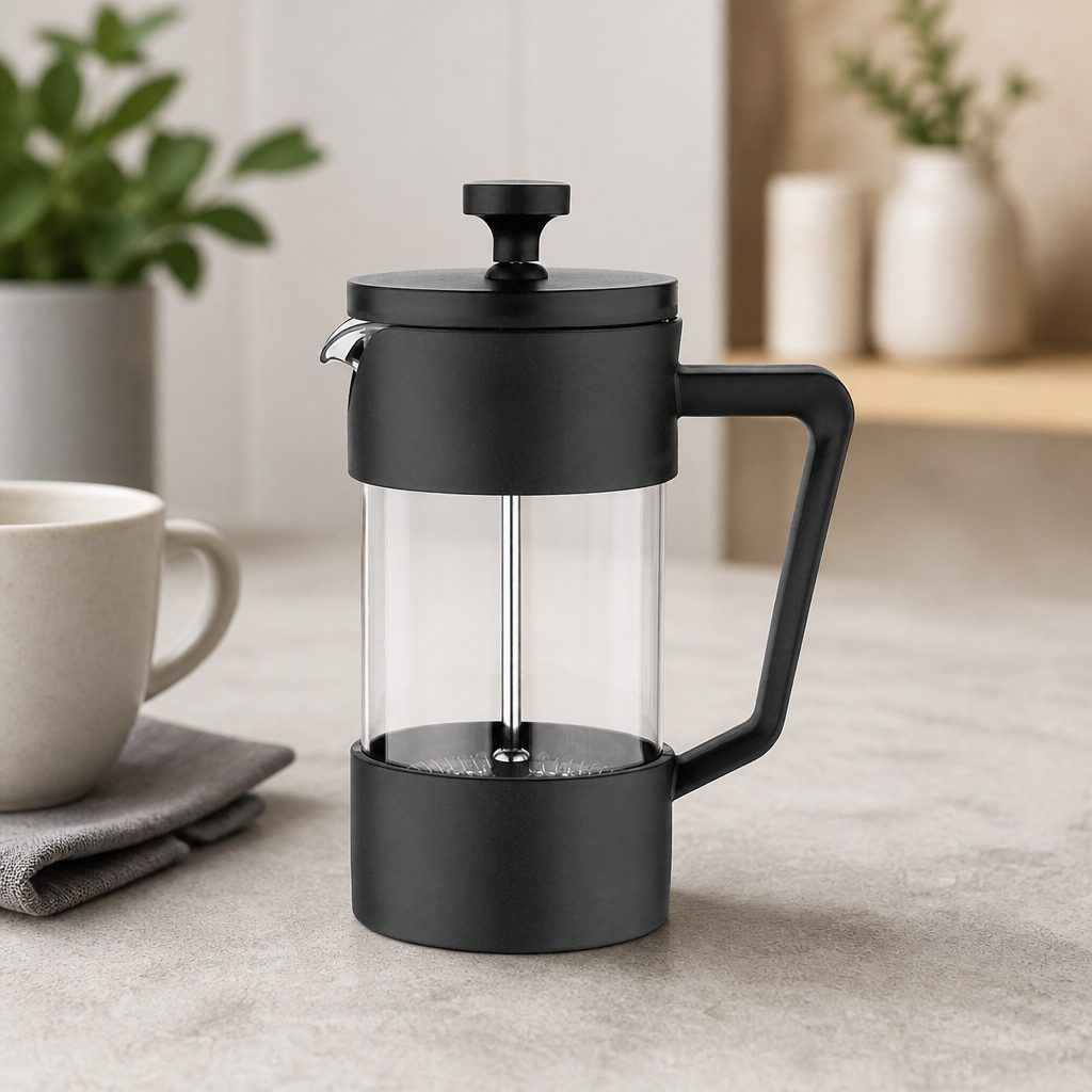 Commercial 3 Cup Cafetiere Black Polypropylene and Glass