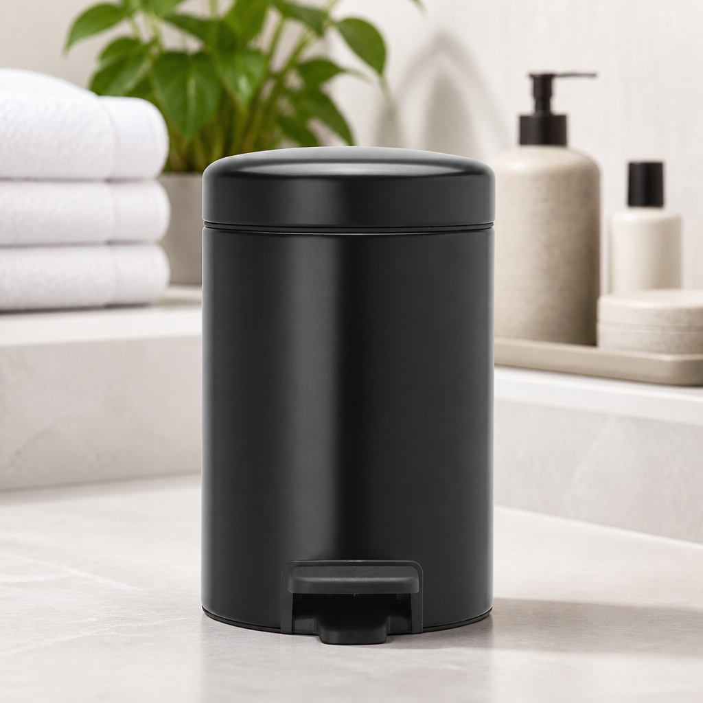 Commercial Pedal Bin 3L Capacity Matt Black for Office Bathroom