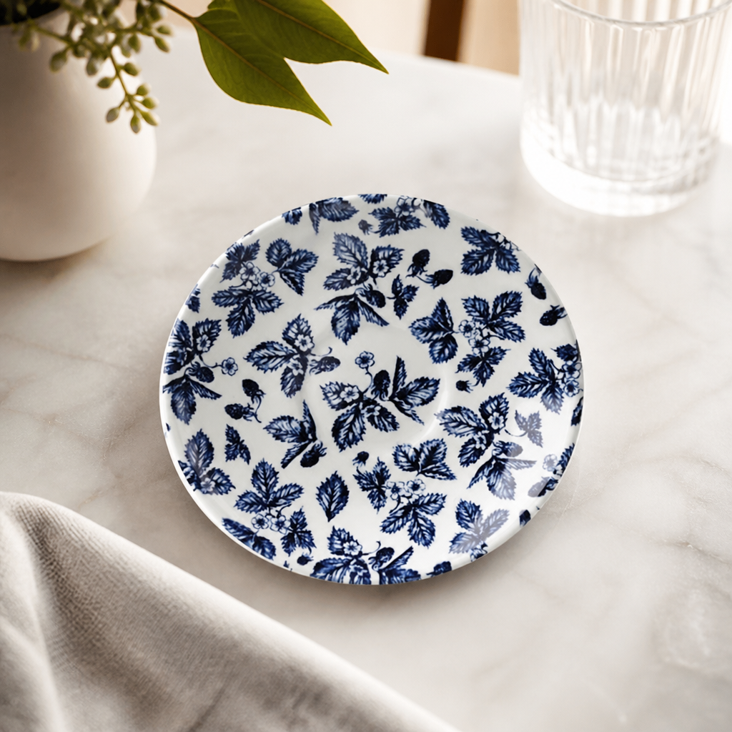 Vintage Georgian blue saucers 141mm set of 12