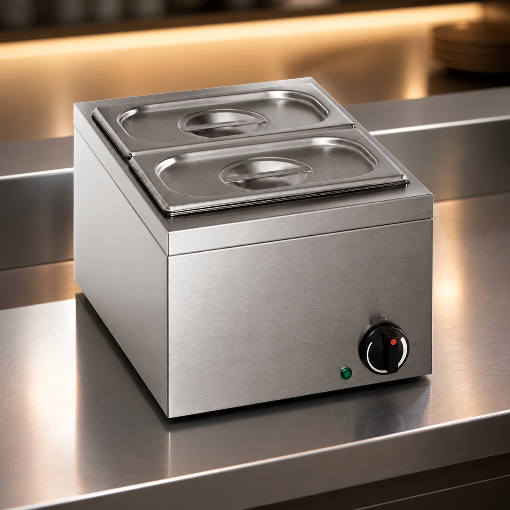Compact 2 Pan Commercial Bain Marie with Manual Thermostat