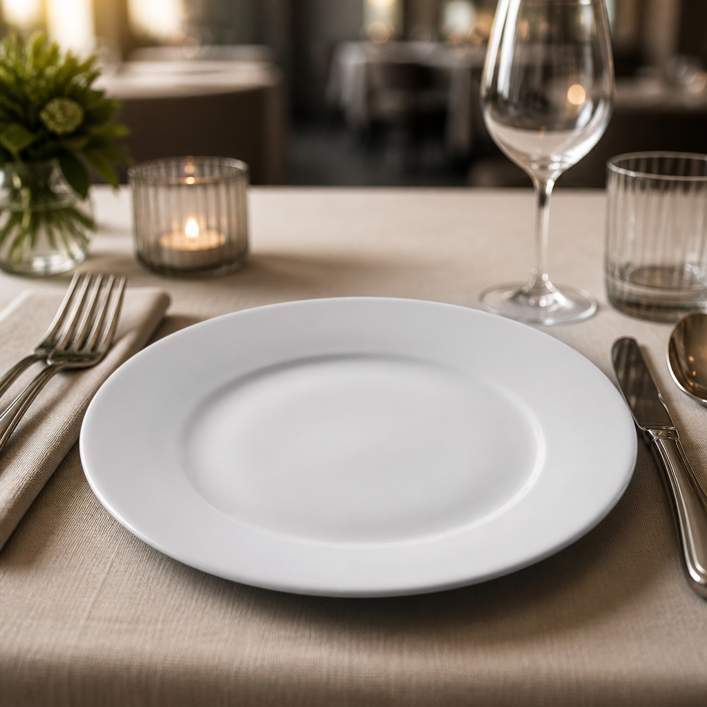 Commercial Wide Rimmed Plates 254mm - 12 Pack Porcelain