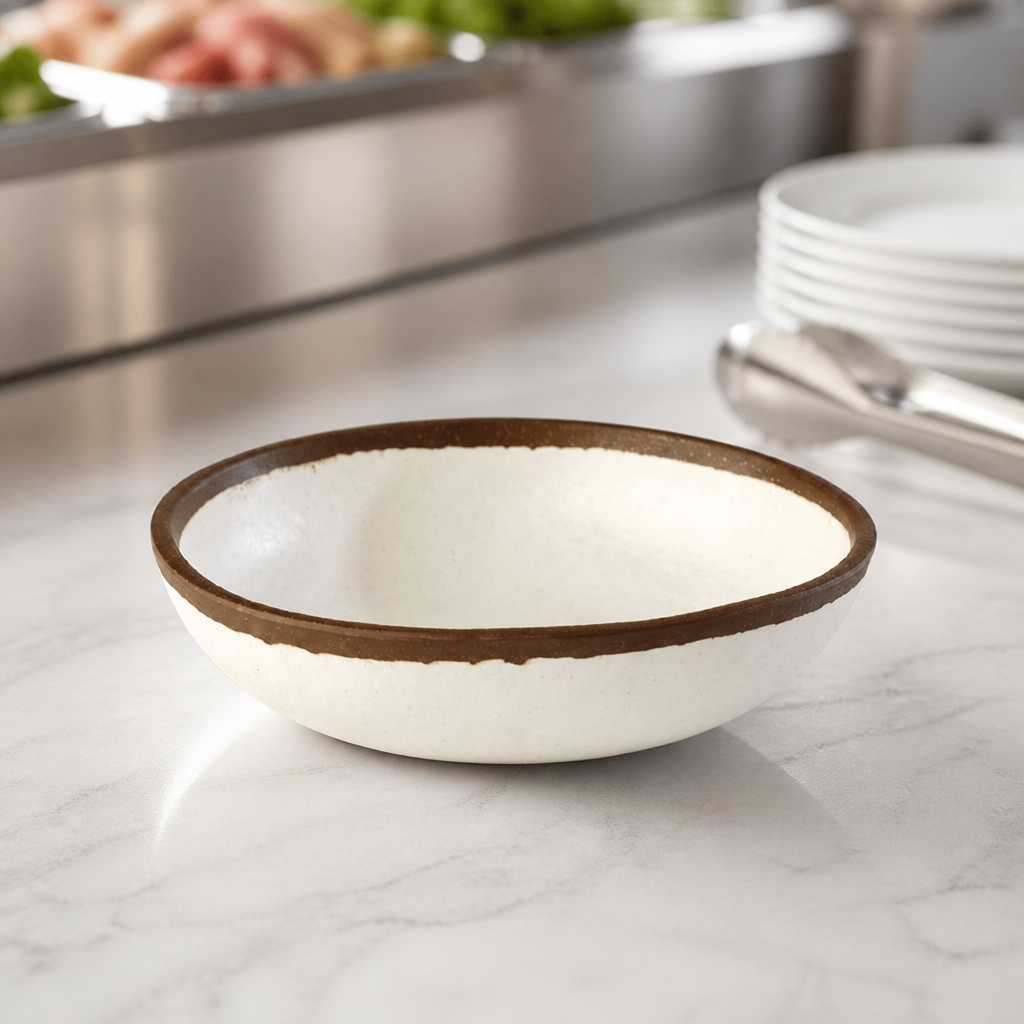Commercial Melamine Low Bowl 165mm Cream for Serving Desserts