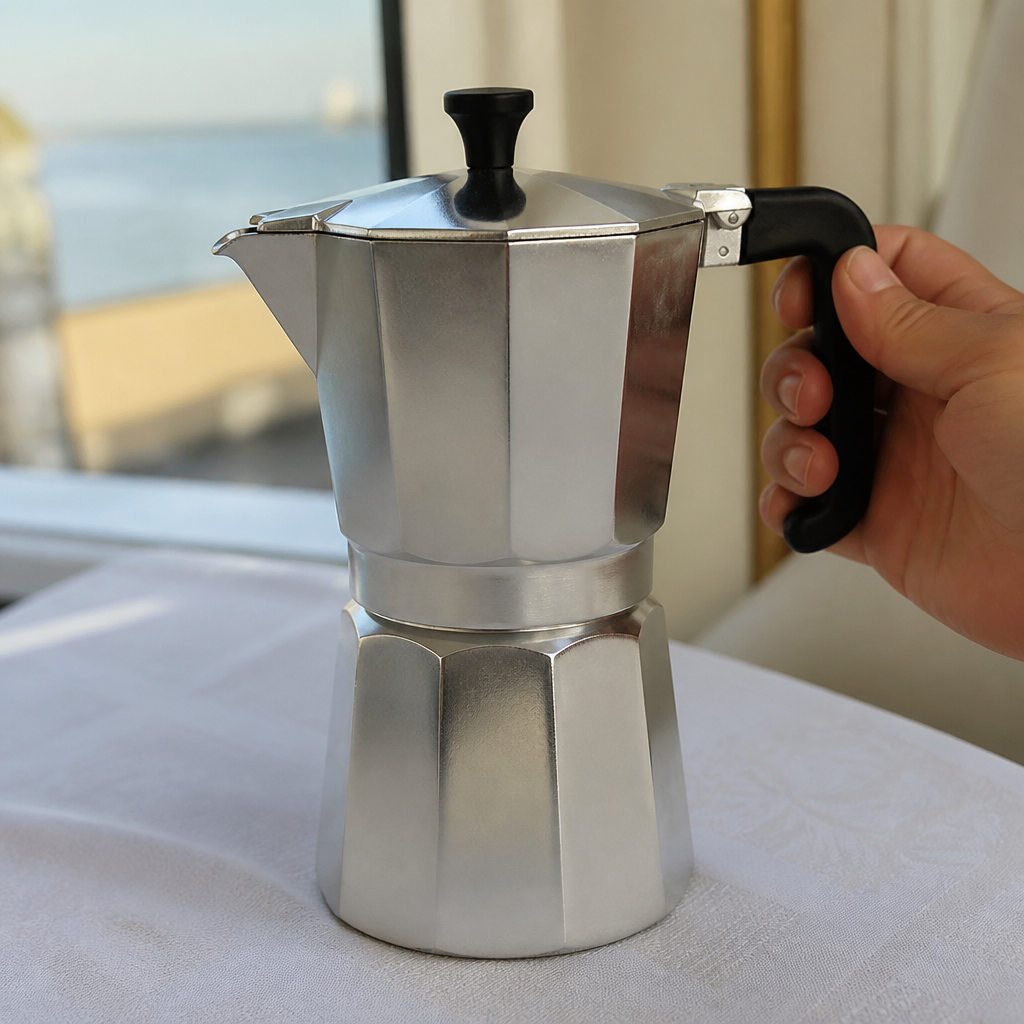 Nine Cup Commercial Espresso Maker for traditional hobs