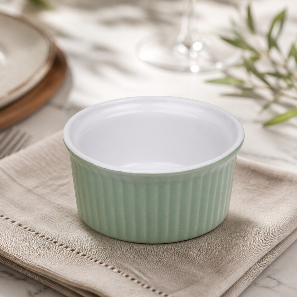 Commercial Souffle Dishes 70ml Green Ramekins 12 Pack