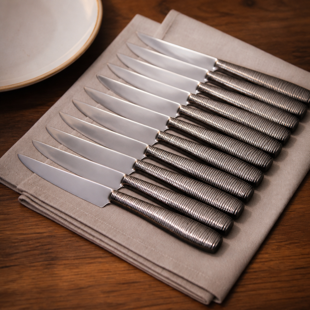 Commercial Bamboo Steak Knives 12 Pack 240mm Cutlery Set