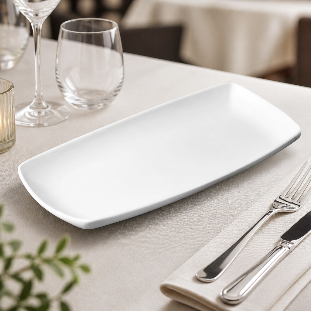 Commercial Oblong Plates 300mm Porcelain 12 Pack