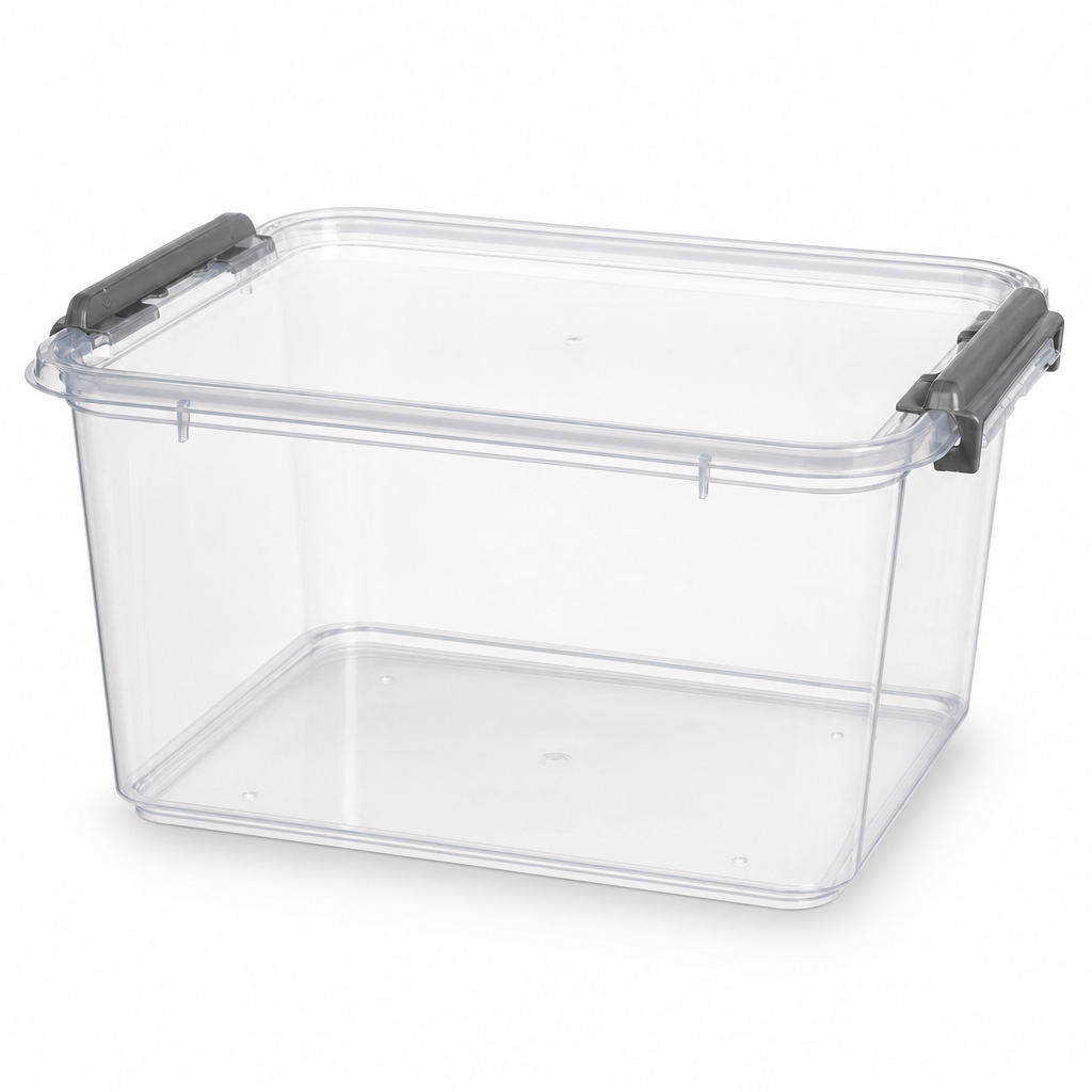 5.5 Litre Clear Plastic Storage Box with Grey Handles
