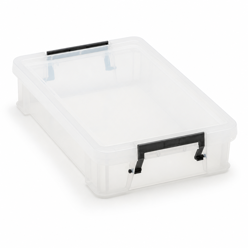 5.5 Litre Clear Plastic Storage Box with Grey Handles