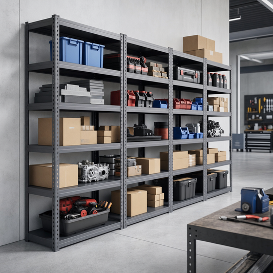 5 Bay Budget Steel Shelving with Solid Shelves 1720h x 900w