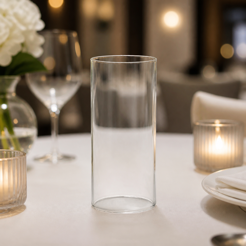 Commercial Clear Tall Glass Table Lamps for dining settings