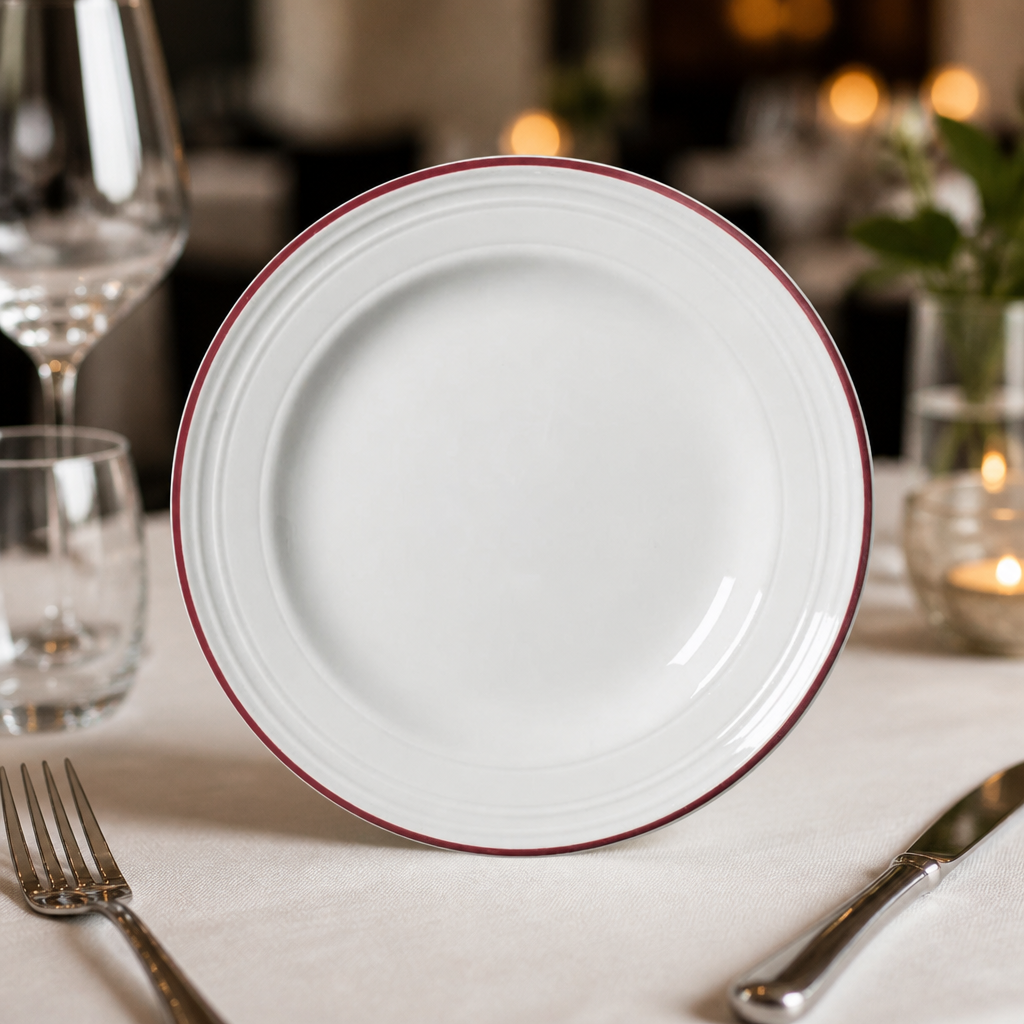 Bead Maroon Band Plates 165mm Set of 12 for dining