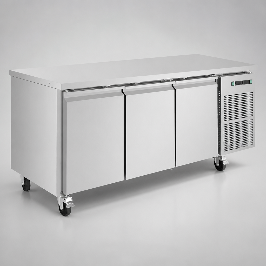 Commercial Three Door Counter Fridge Freezer 314Ltr Capacity