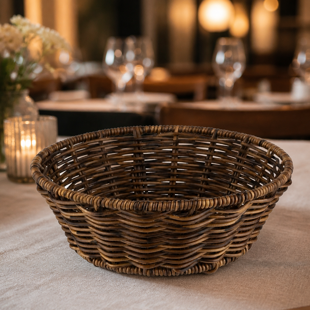 200mm Commercial Round Bread Basket with Stainless Steel Frame