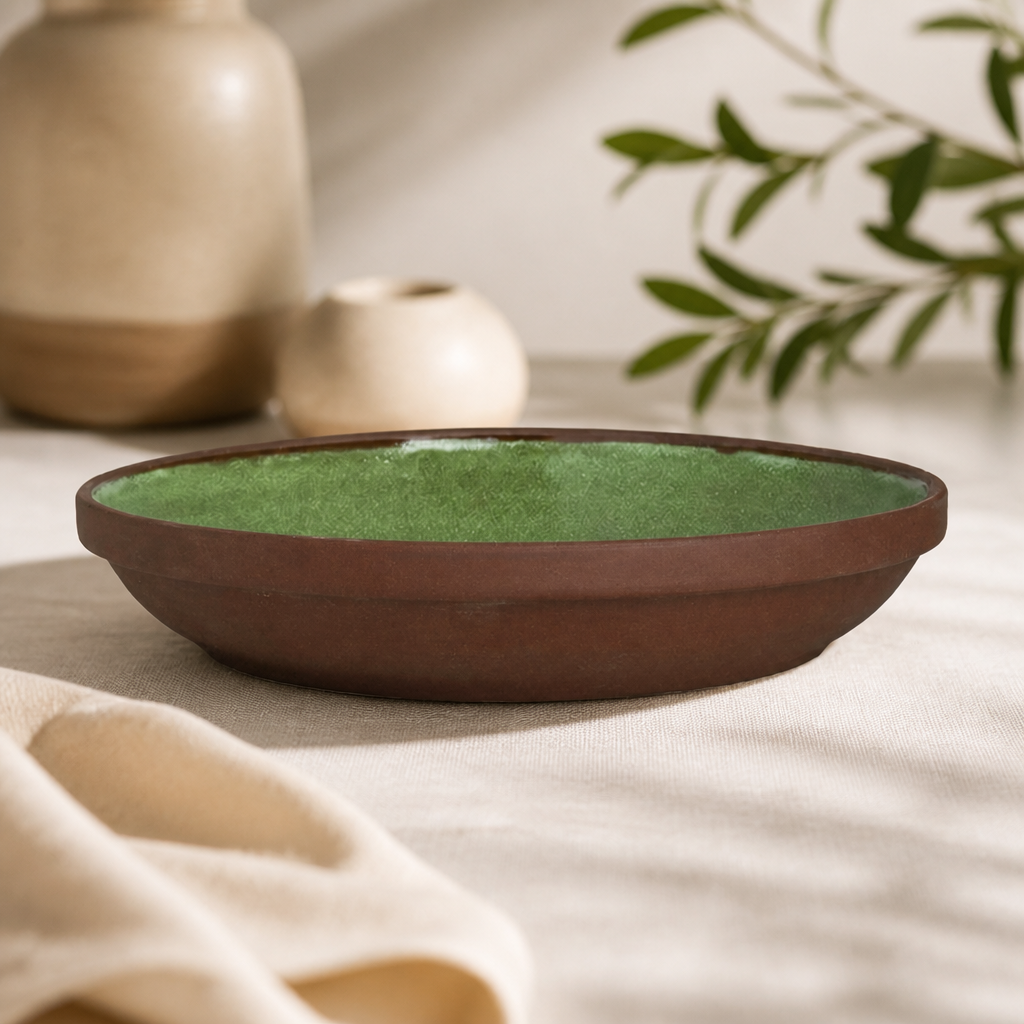 Commercial Spice Deep Plates 160mm Green Vitrified Stoneware 12 Pack
