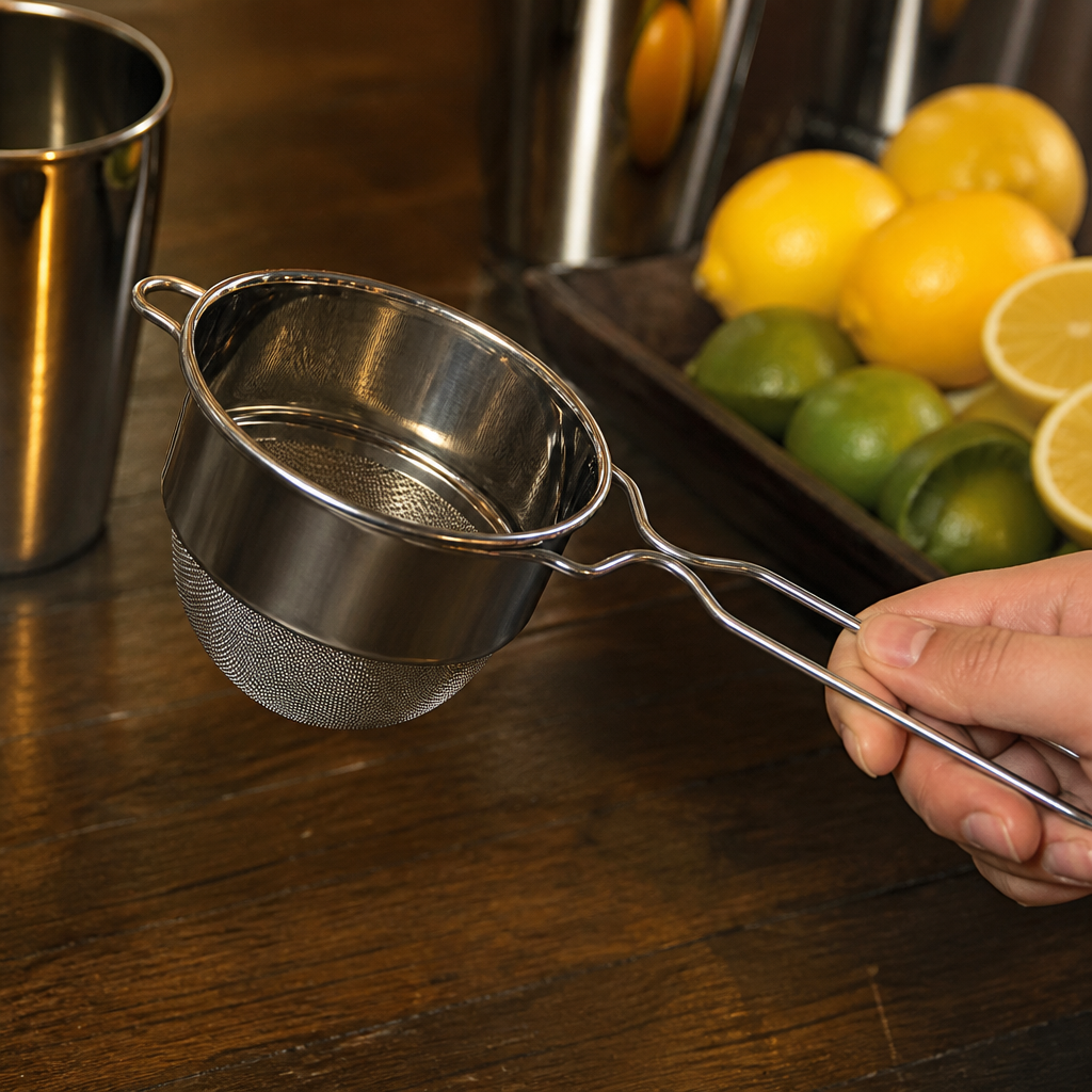 Commercial stainless steel cocktail strainer utensil