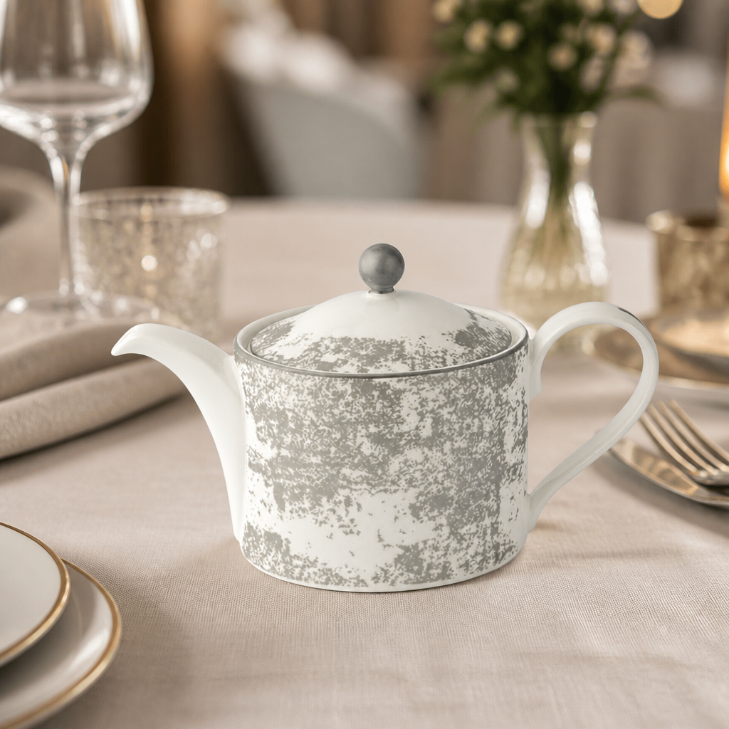 Crushed Velvet Grey Teapot 500ml for commercial catering use