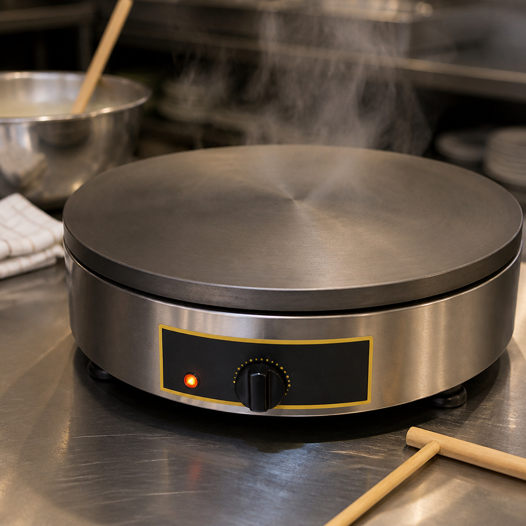Commercial crepe maker with 400mm cast iron plate