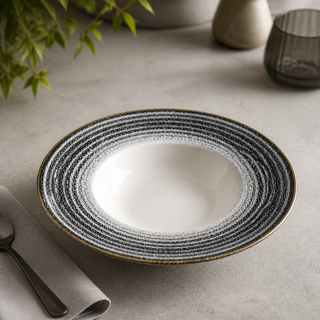 Commercial Wide Rim Bowls 240mm Charcoal Black 12 Pack