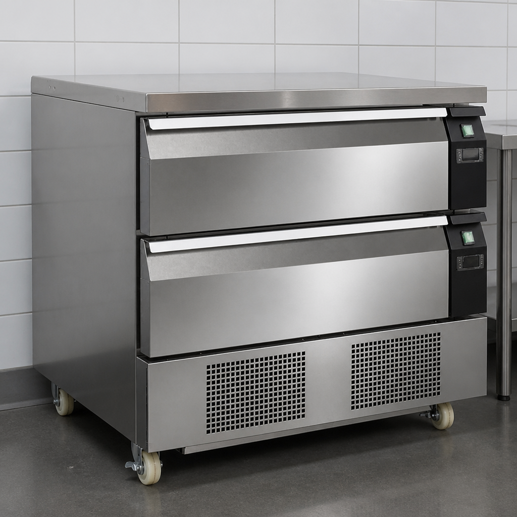 Commercial Double Drawer Dual Temperature Counter Fridge Freezer