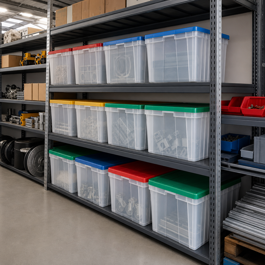50L Stackable Storage Containers With Coloured Lids