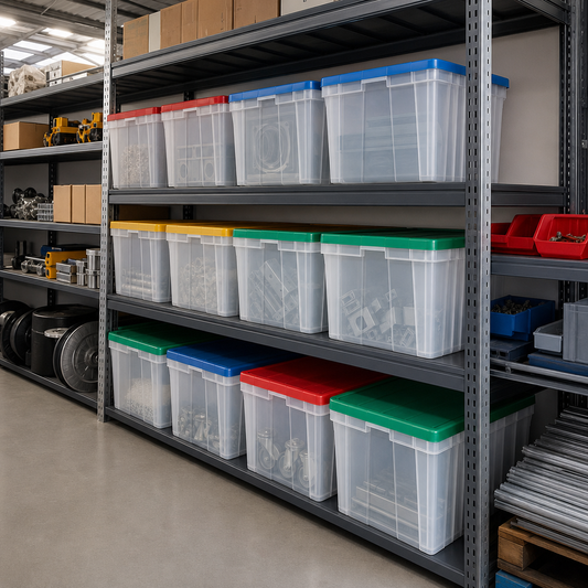 50L Stackable Storage Containers With Coloured Lids