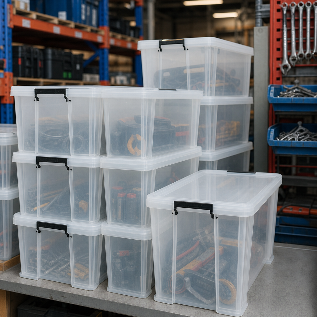 51 Litre Clear Plastic Storage Box with Clip Lock Lid