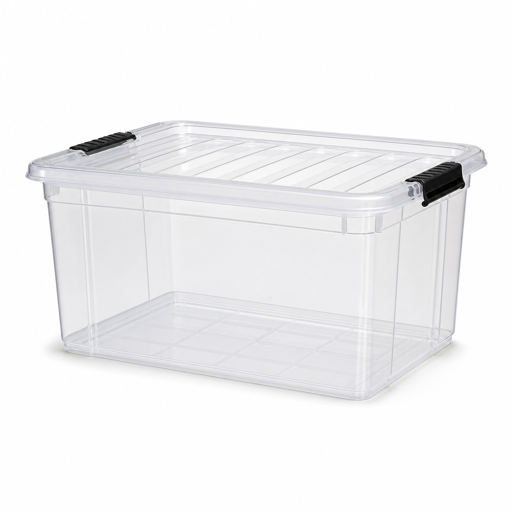 51 Litre Clear Plastic Storage Box with Clip Lock Lid