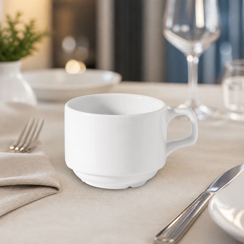 Commercial Stacking Cups 200ml Porcelain 36 Pack