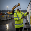 Premium High Visibility Waterproof Traffic Jacket with Drawstring Hood and Multiple Pockets for All-Weather Protection